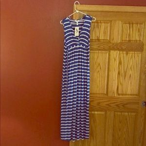 Three Seasons royal blue/ivory maternity dress
